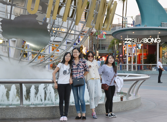 Chinese tourists relax at Universal Studios in Los Angeles' San Fernando Valley, Chinas economic ties 