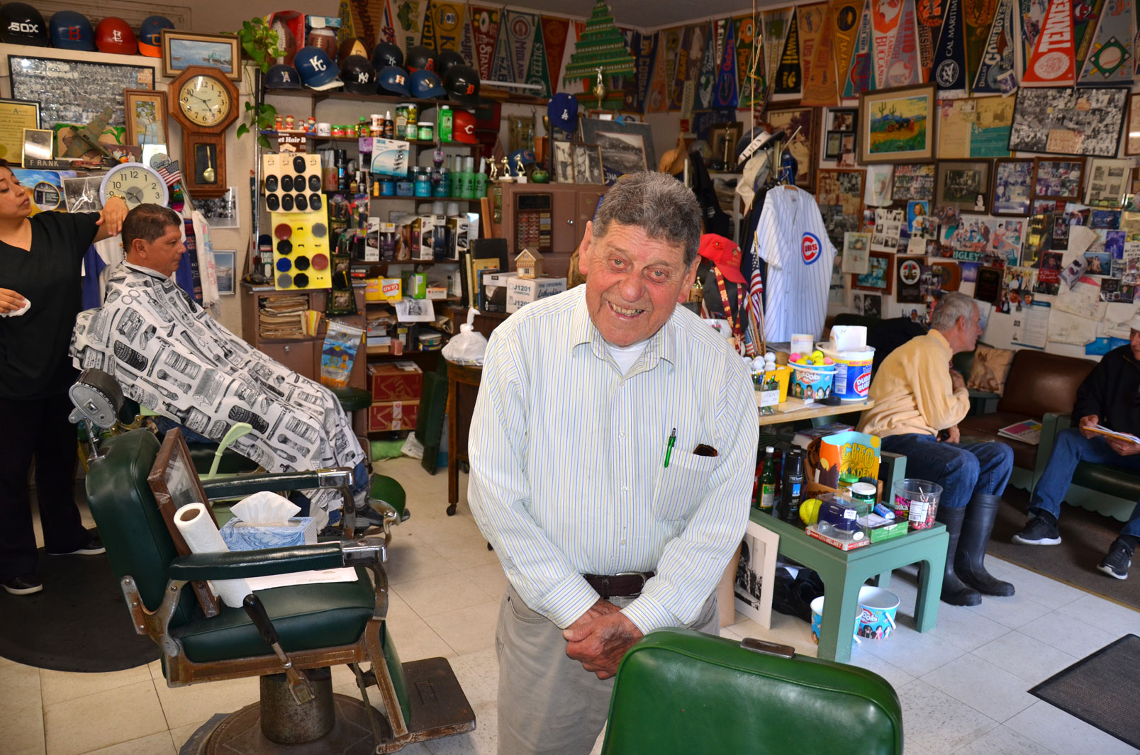 Lolo Saldana's barber shop in the Island Plaza