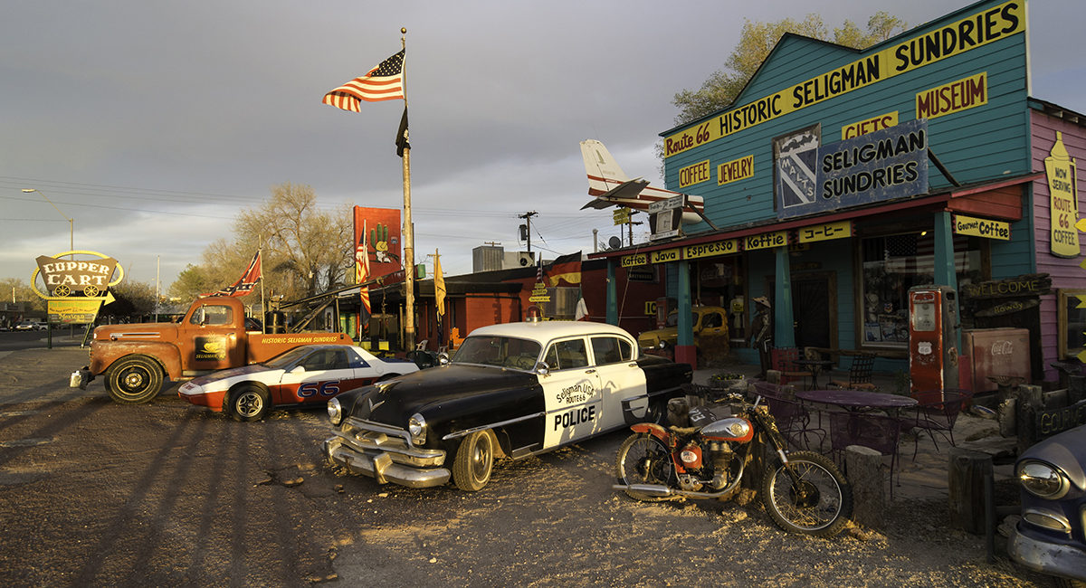 Kitsch rules on old Route 66 in Seligman, Arizona route 66