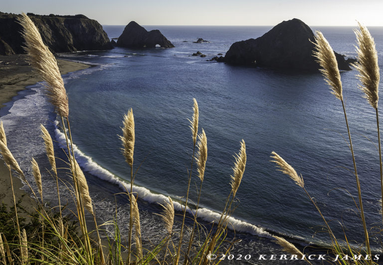 highway 1, Waves breaking on the beach at Greenwood Cove State Beach