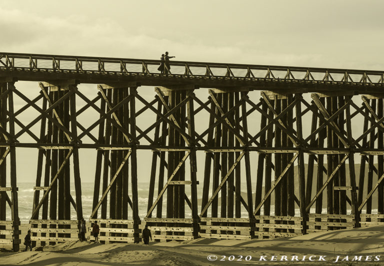Walking the old railroad trestle bridge, Fort Bragg, Mendocino County