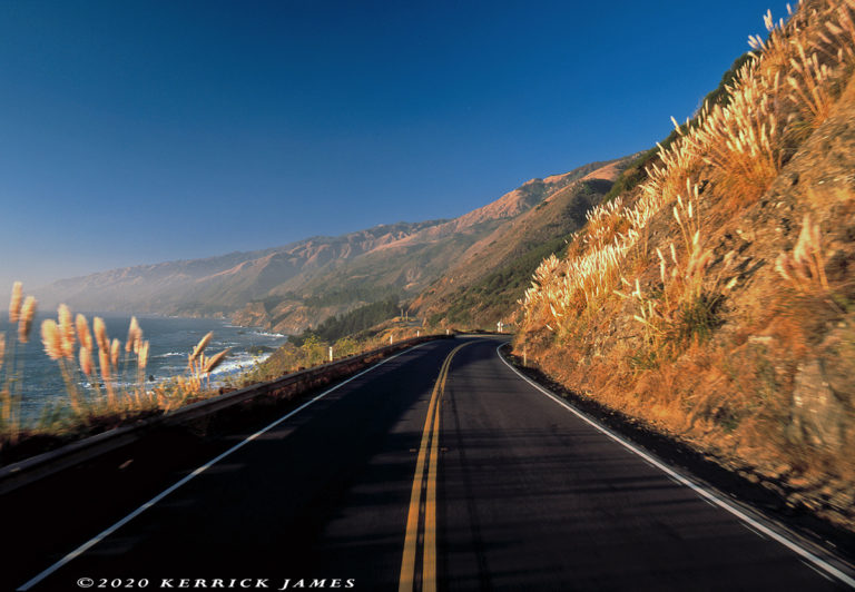 Driving north on Highway 1 in summer, Big Sur