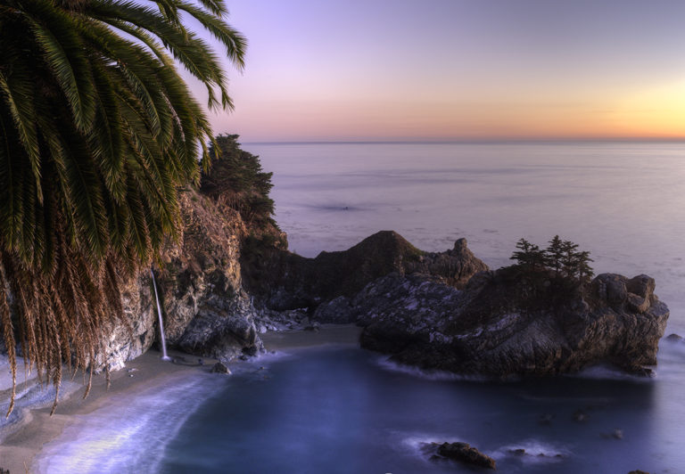 Pacific Falls at sunset, Julie Pheiffer Burns State Park, Big Sur coast