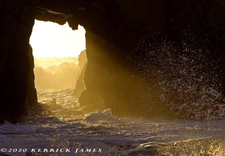 Sunset light through a sea arch, Andrew Molera State Beach, Big Sur