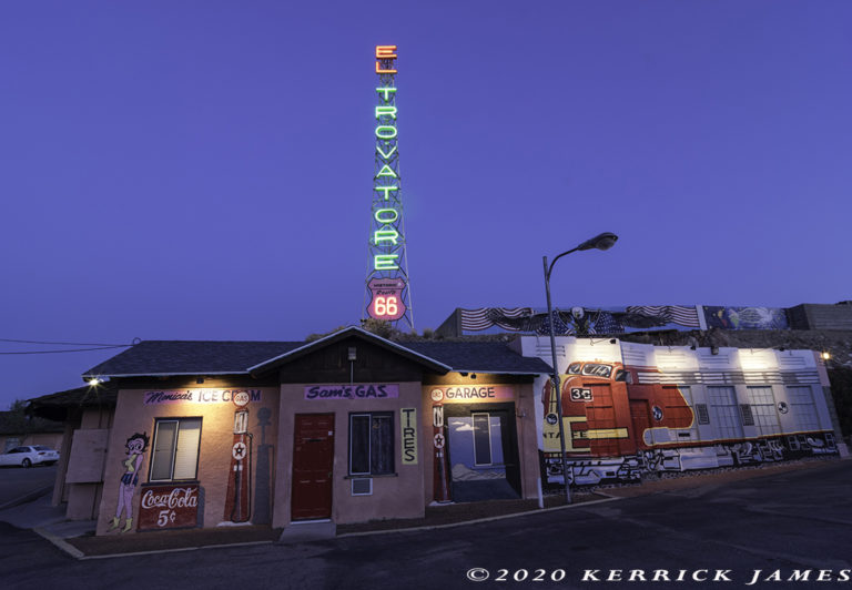 Twilight at El Trovatore Motel, Kingman, Arizona