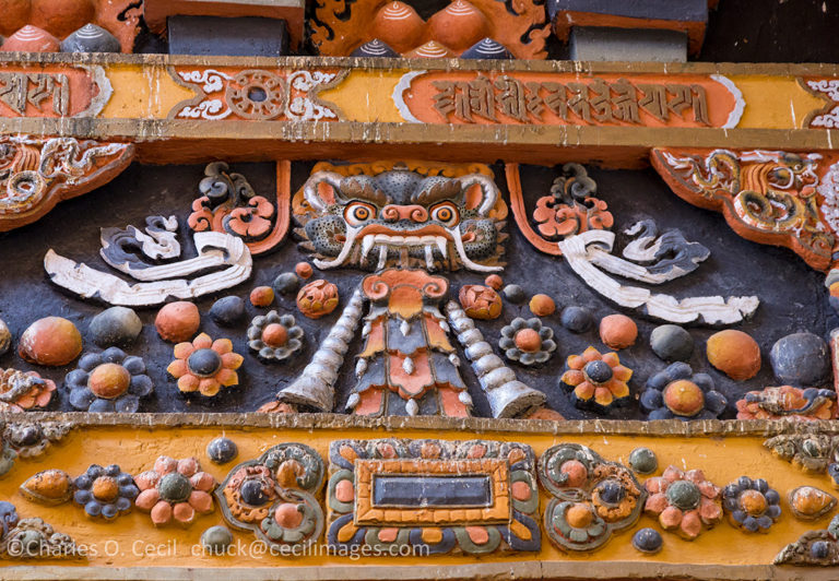 Punakha, Bhutan. Dragon Decoration in the Punakha Dzong (Fortress/Monastery).