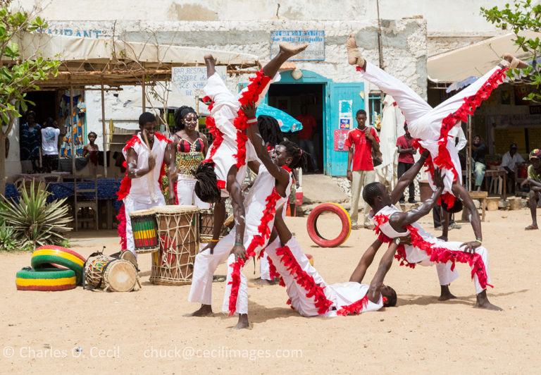 Gymnasts Perform to Welcome Visitors to Biannual Arts Festival, Goree Island.