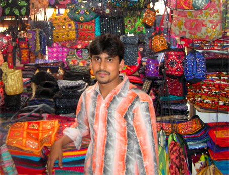 Colorful Mumbai market, Silk in Mumbai India 