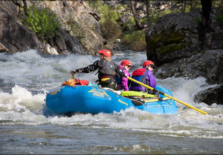 Guide Sanne Hilbrich takes guests through one of many thrilling rapids on the Middle Fork Salmon River.
