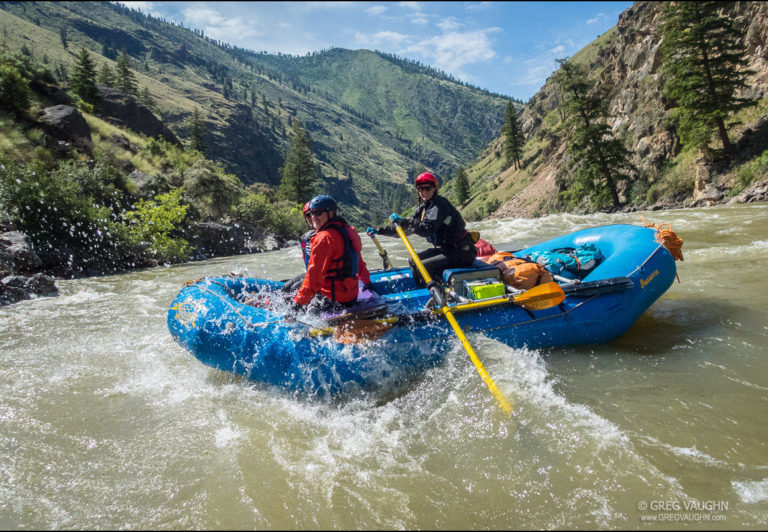 Guide Sanne Hilbrich starts a run through the rapids.