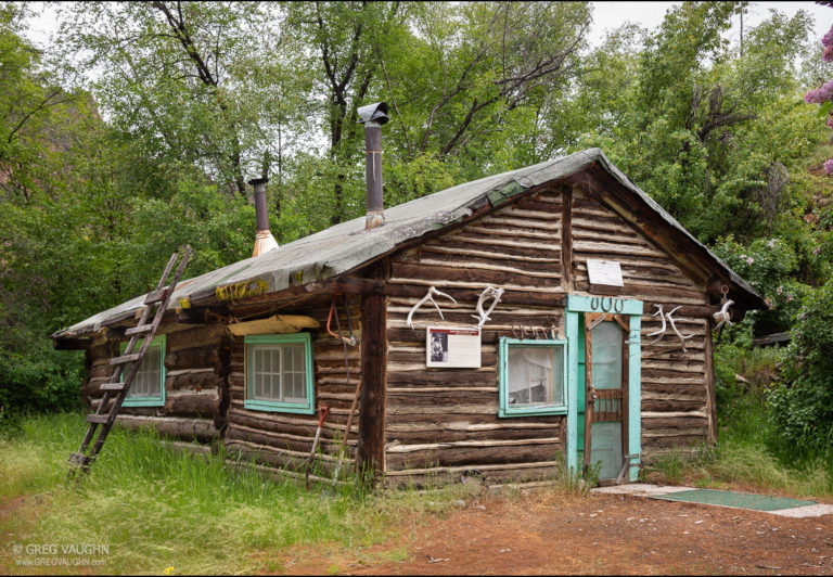 Daisy Tappan’s cabin. Daisy and Fred Tappan homesteaded here in the 1920’s, and according to one chronicler of pioneer life on the Middle Fork, “Daisy could outwork, outshoot and outride most men, and she didn’t mind telling them so.”