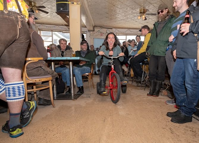 Tricycle Races at The Pit, Thaw Di Gras Spring Festival, Dawson City, 2019
