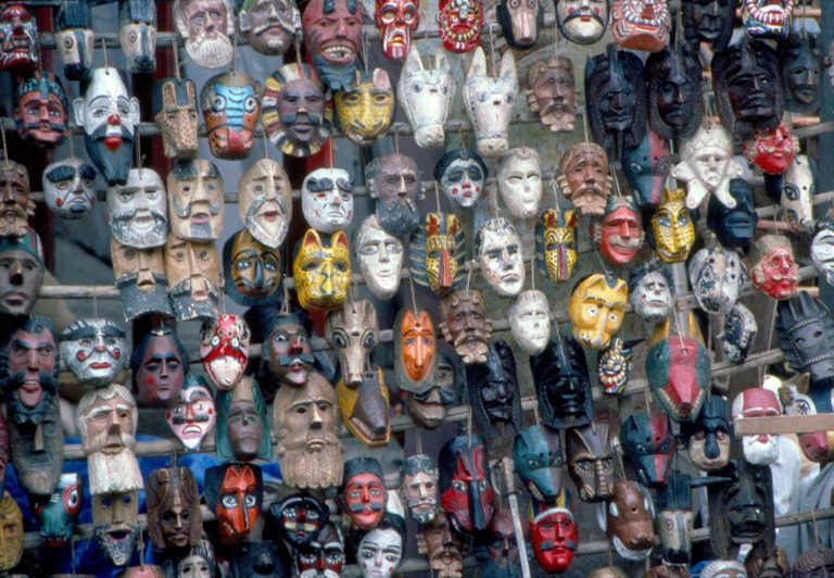 Intricate wooden ceremonial masks used in traditional Mayan dances have been crafted and sold in Chichicastenango for centuries. Chichi is also known for leather goods like shoes, boots, belts and hats