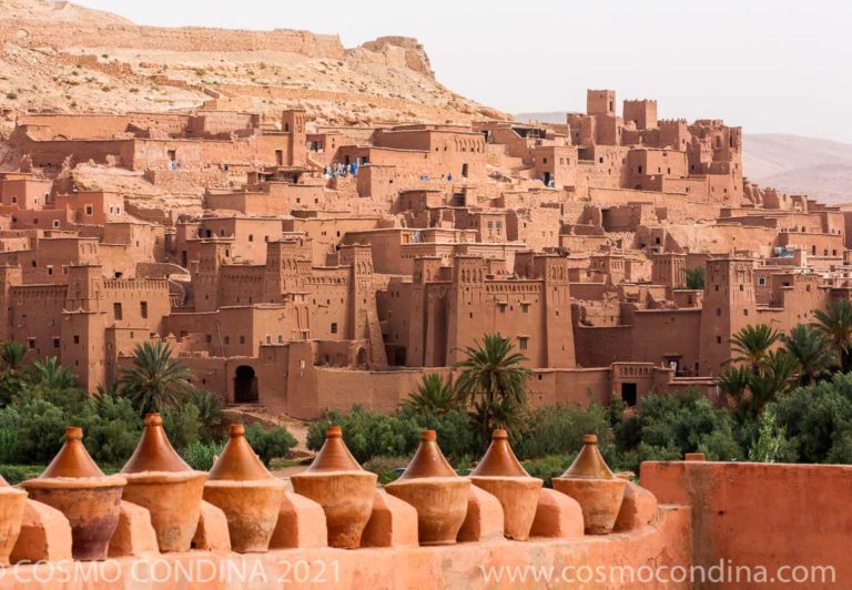 Ait Benhaddou a Unesco protected kasbah from the 11th century. The red mud brick casbah located near Ouarzazate has been a filming location for Lawrence of Arabia, Jewel of the Nile, Gladiator and Jesus of Nazareth.