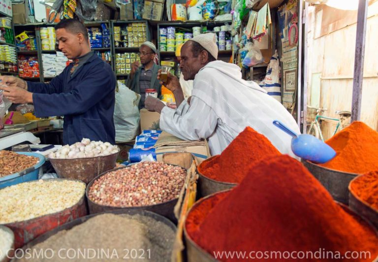 A local having a mint tea at a spice shop