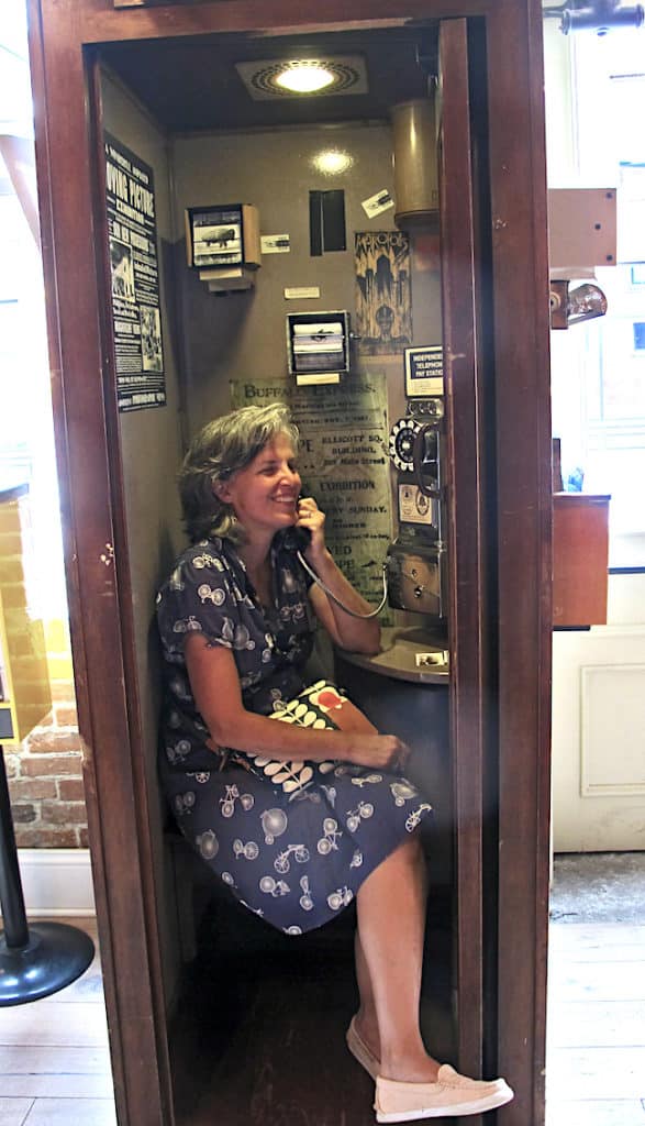 Leslie Zemsky, Larkinville's "Director of Fun," organizes her next party in a tiny phone booth The purports to house the world's smallest art gallery.
