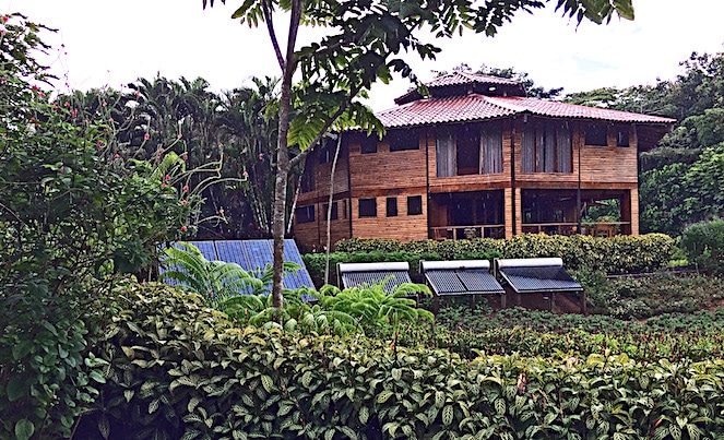 Macaw Lodge main building with solar panels