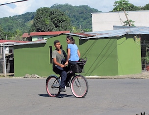 giving his girl a ride hom