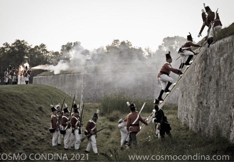 British soldiers climbed ladders to enter Fort Erie, but a powder magazine exploded beneath the battery they captured dooming the assault and leaving U.S. forces firmly ensconced on the Ontario side of the Niagara River.