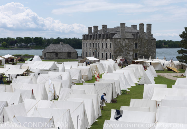 Inside the walls of Fort Niagara on the New York side of the Niagara River, the military bivouac was more formal. Built by the French in 1726, the "French Castle" today hosts reenactments from both the French and Indian War and the War of 1812.