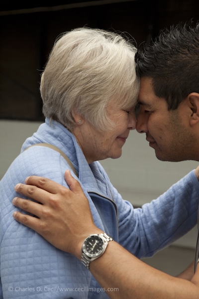 New Zealand. Maori Man Gives Traditional Greeting to a Visitor.