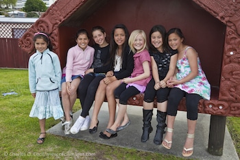 Young Maori Girls in Ohinemutu Village, Rotorua.