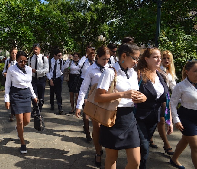 Tourism students in Havana, Cuba