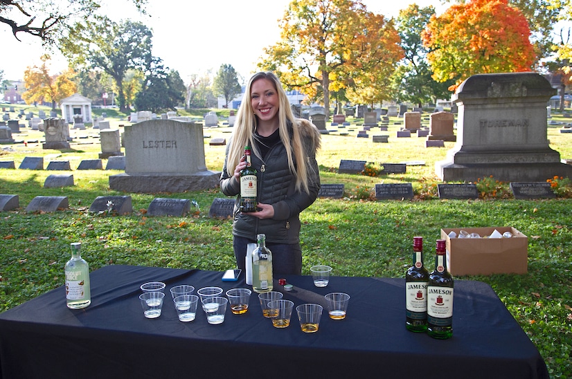 Whiskey tasting at Elmwood Cemetery in Kansas City