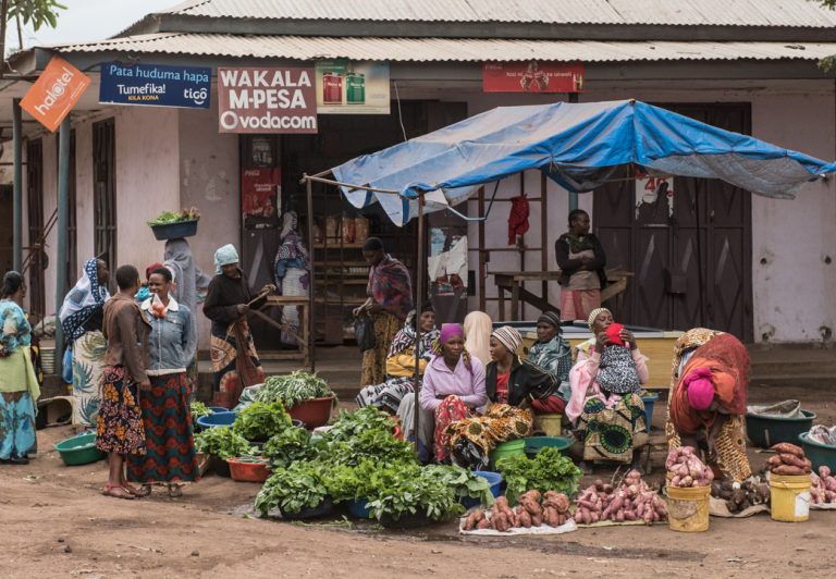 With the exception of the bigger cities, the typical market in Tanzania is set in the open, just a stone's throw from the main road.