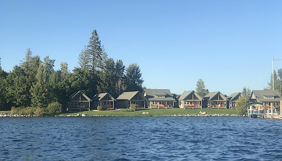 Vacation cottages on the shore of Dover Bay in Northern Idaho