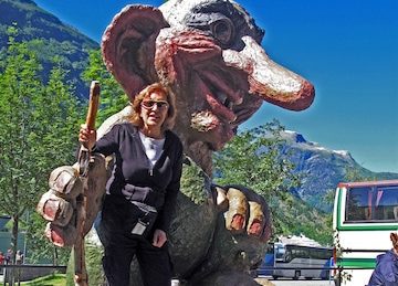 The Geiranger troll is huge and smiling but according to legend trolls can be nasty creatures copy