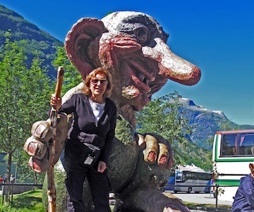 The Geiranger troll is huge and smiling but according to legend trolls can be nasty creatures copy