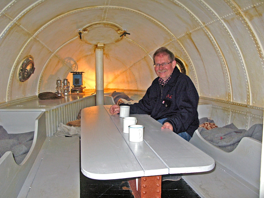 Interior of the Uræd (Fearless) lifeboat on display at the Aalesands Museum.