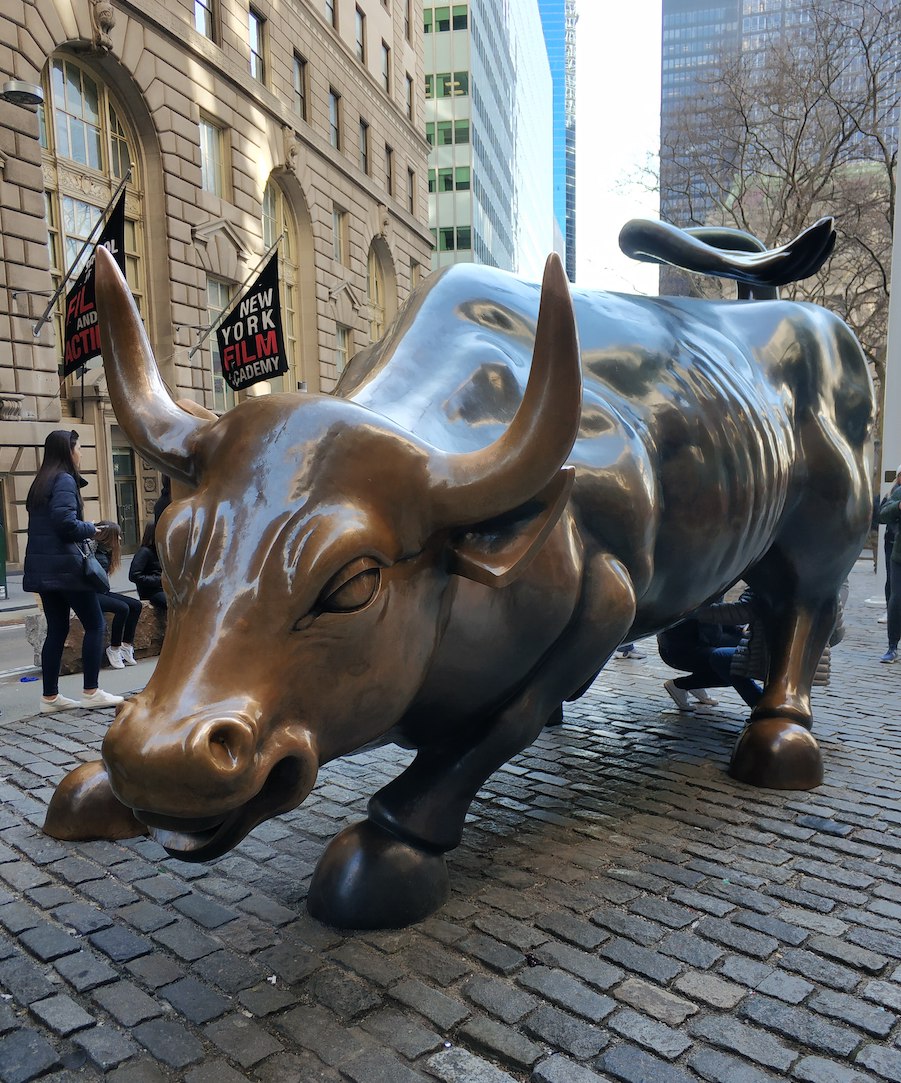 Statue of charging bull is a Wall Street icon