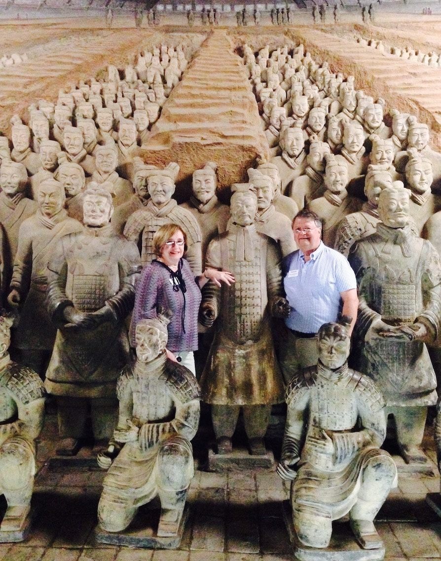 University of Texas alumni in Sian, China with Terra Cotta warriors - alumni travel