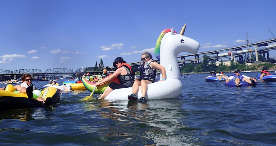 The Big Float on Willamette River that flows through Portland