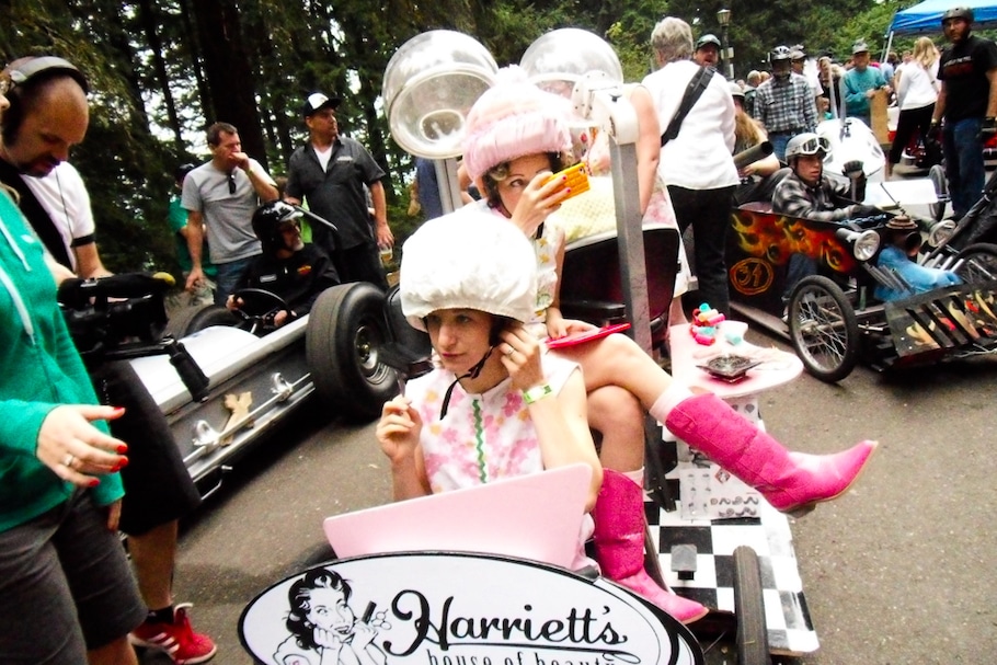 Beauty salon is Soapbox Derby racer