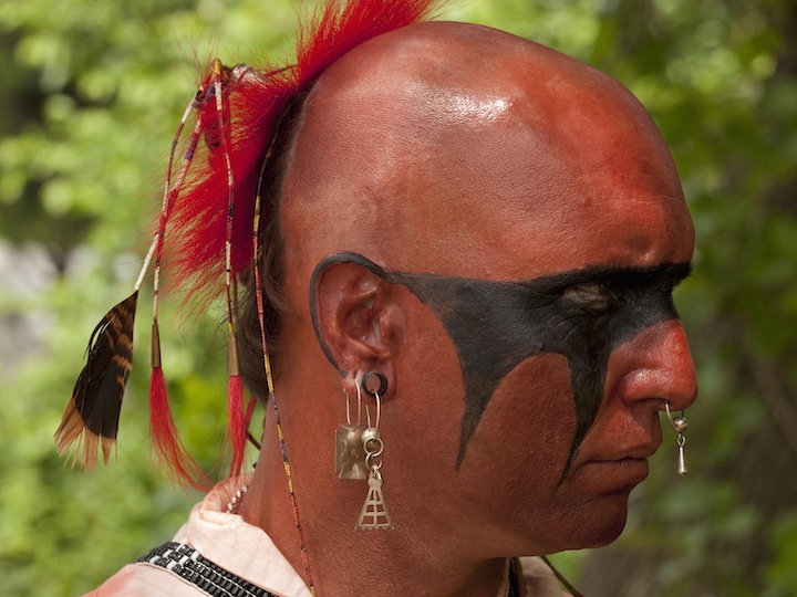 Costumed Indian combatant