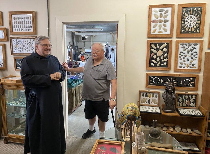 Elijah Owens and Edward Fischesser in storage closet museum