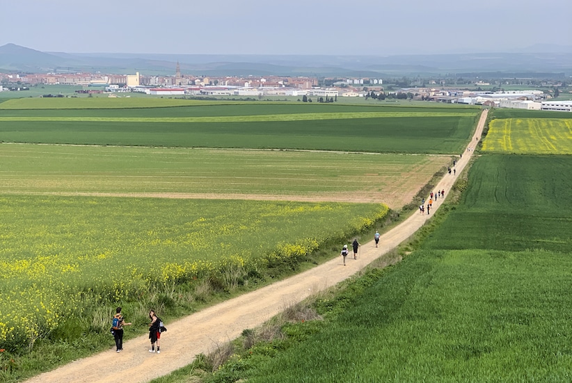 Pilgrims on the Camino de Santiago just outside Santo Domingo de la Calzada