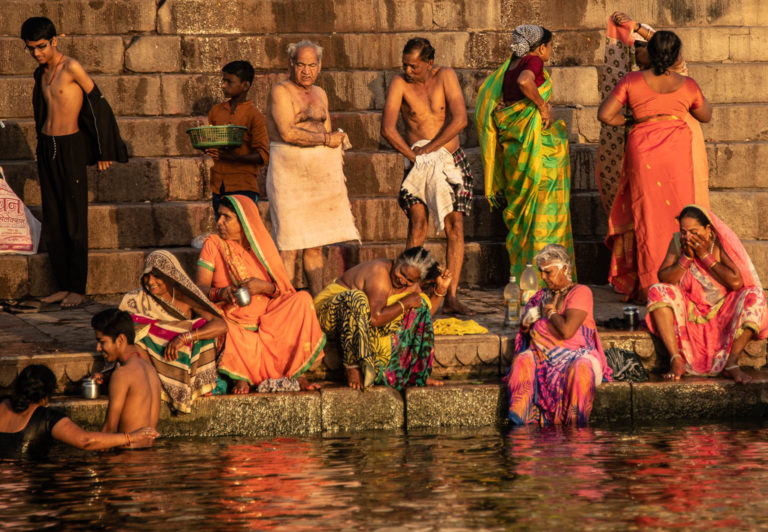 Banks of Ganges with Locals Praying