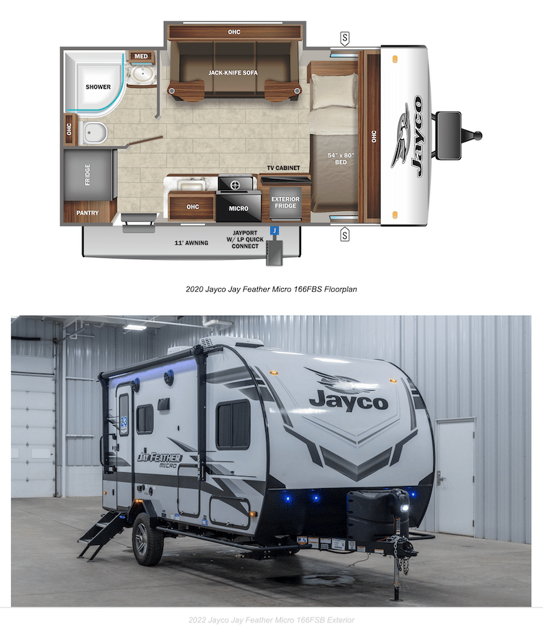 Horizontal cross section of an RV showing how motorized walls that slide out significantly add to the amount of living space.