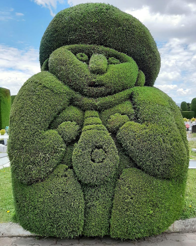 Giant topiary at Ecuador's Tulcan Cemetery