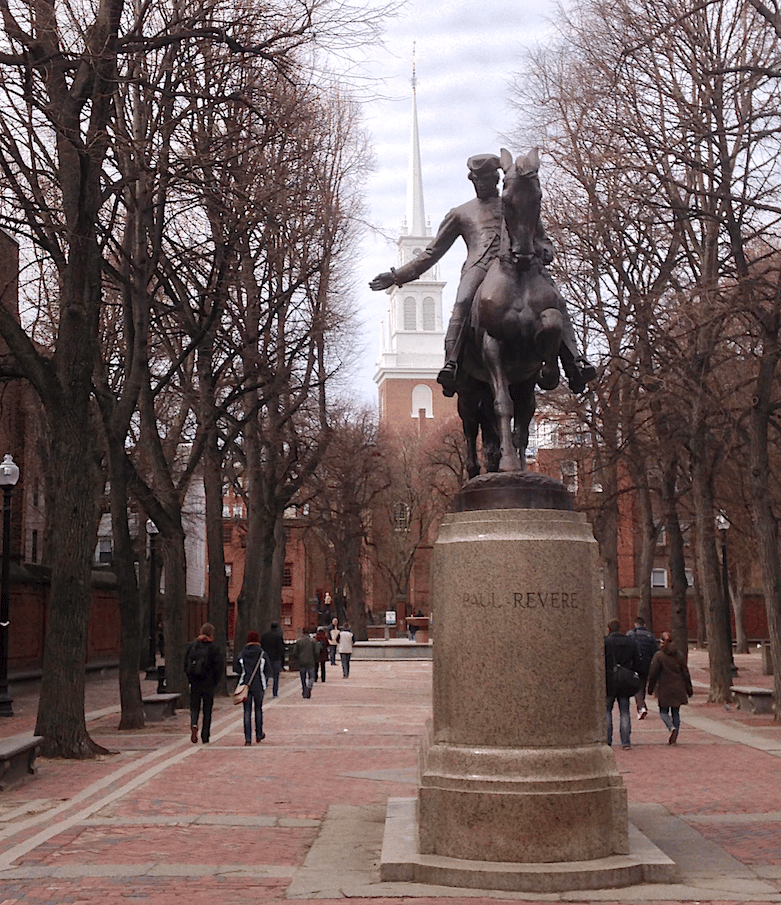 Old North Church with statue of Paul Revere