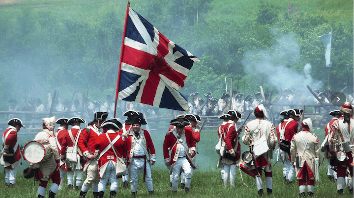 Historical reenactment of fighting on the return from Concord, MA.