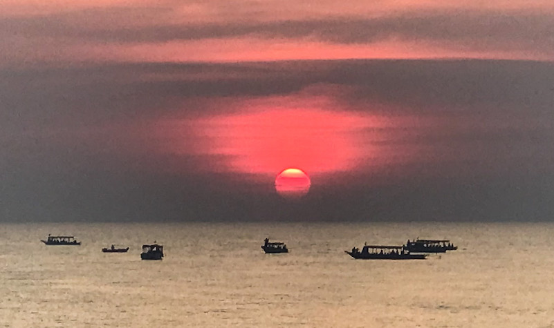 Cambodia's Tonle Sap lake at sunset