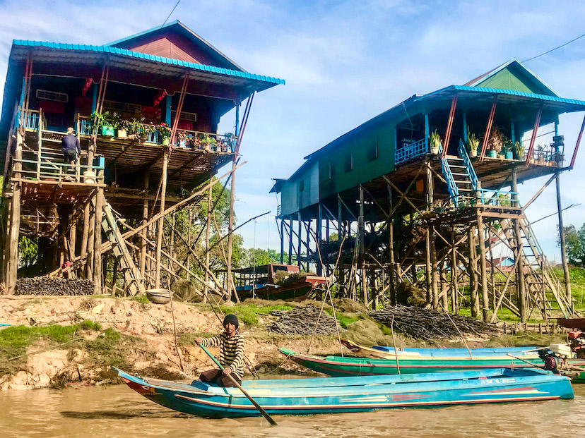 Homes built 30-ft. in the air on stilts accommodate the tremendous rise and fall of Cambodia's Tonlé Sap during the wet and dry seasons.