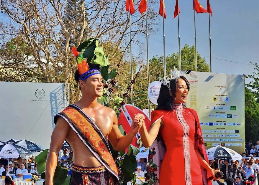 Miss Universe finalist H’hen Niê opens the 2023 coffee festival in Buon Ma Thuot. An ethnic Ede, the beauty queen grew up in a family of coffee farmers in a village at the center of Vietnam's coffee-growing region.