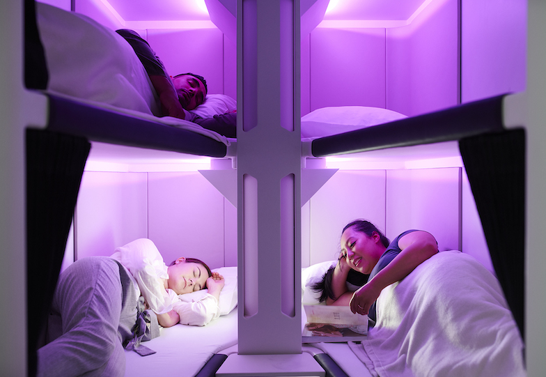 Coming to Air New Zealand's economy class in 2024 is the "Skynest," a pod of triple-decker bunk beds that can be rented in four-hour intervals on 12-hour flights across the Pacific.