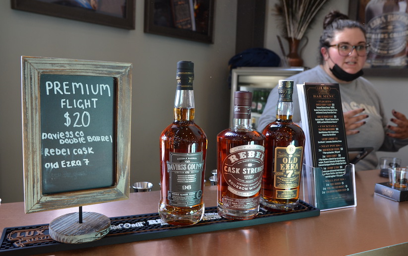 Many taverns along the Bourbon Trail offer "flights" of different bourbons that make whiskey comparisons easier.